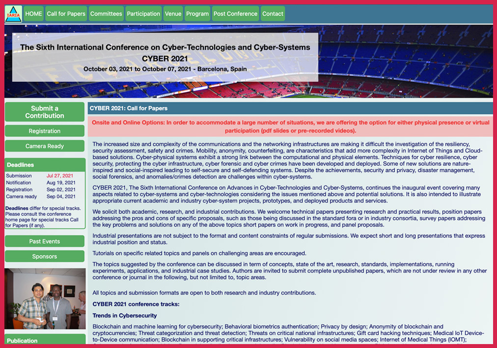 Dr Steve Chan, Presenter at The Sixth International Conference on Cyber-Technologies and Cyber-Systems (CYBER 2021)