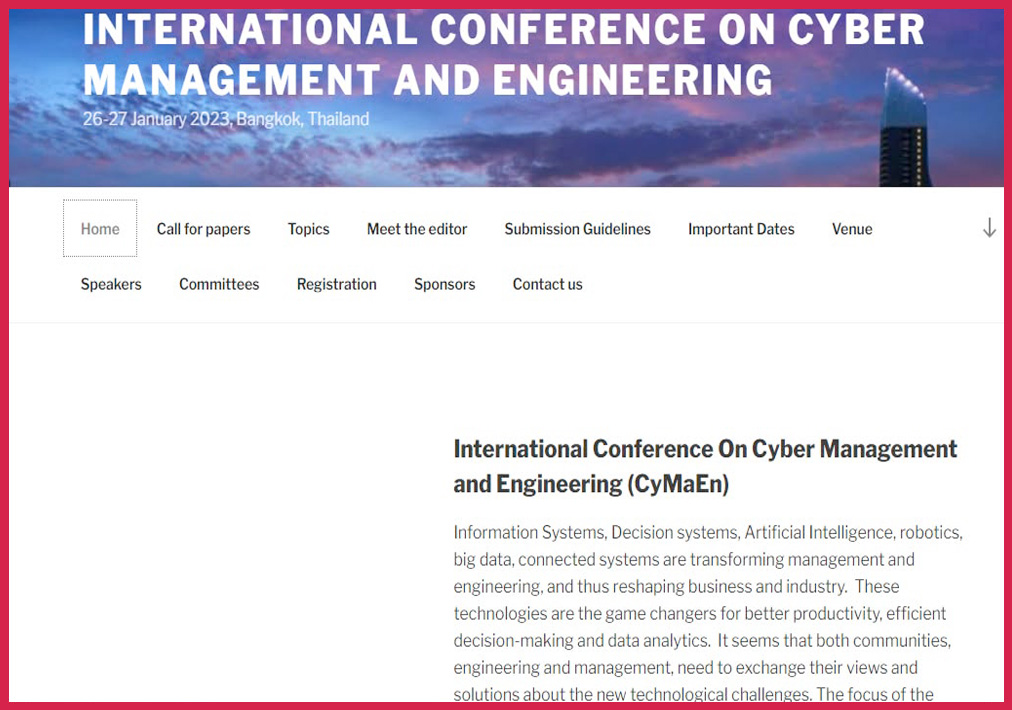 Dr Steve Chan, Presenter at the International Conference On Cyber Management And Engineering (CyMaEn) 2023